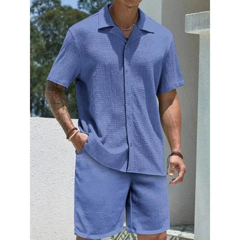 Casual Shirt & Shorts Set - Bravaros Men